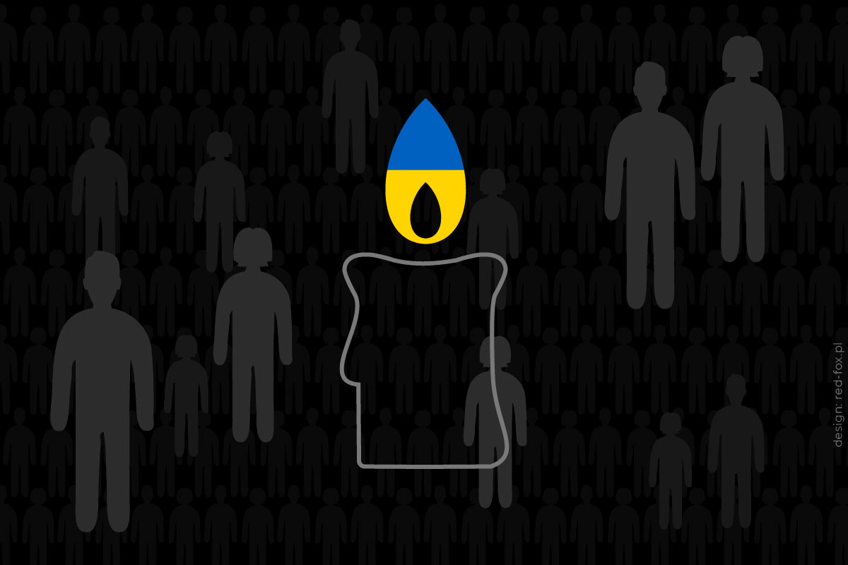 Zapal świeczkę za zamordowanych w okupowanych miastach Ukrainy | Wojna na Ukrainie - grafika do posta Facebooka
