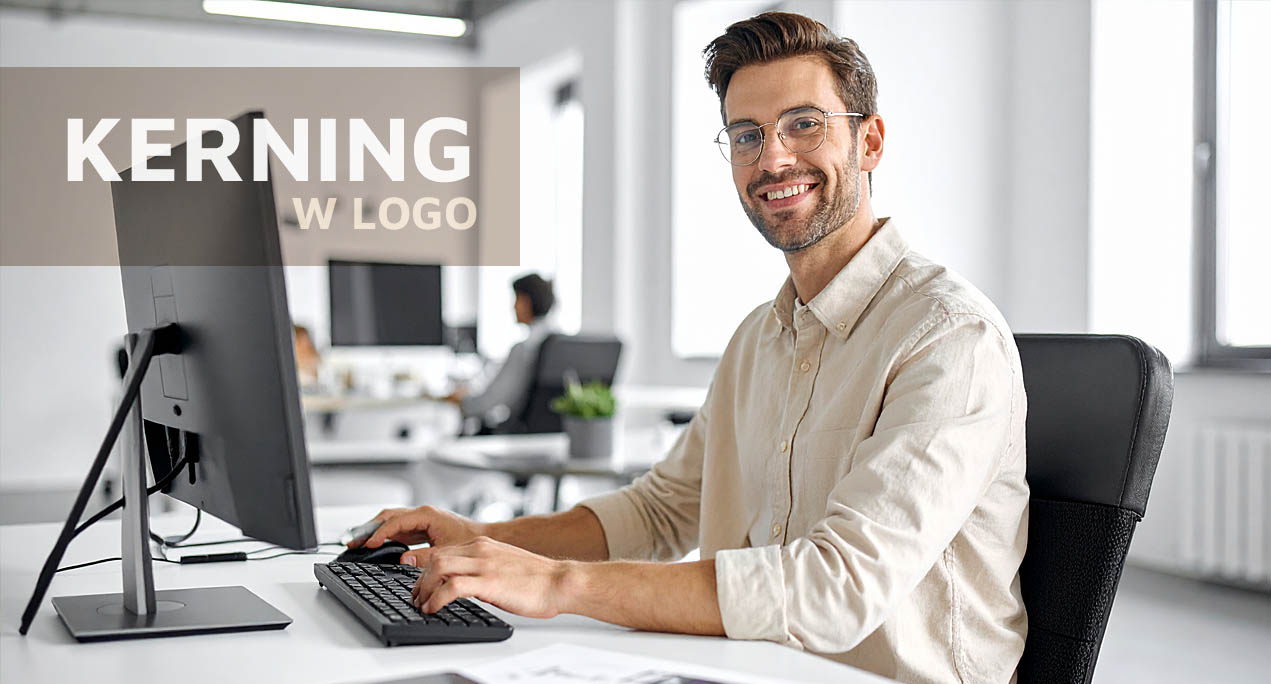 Projektant graficzny pracujący nad kerningiem i typografią w logo